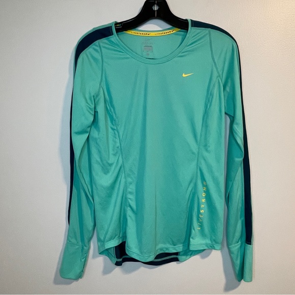 Nike Livestrong Teal Long Sleeve Dri-Fit Tee size M - Picture 1 of 5